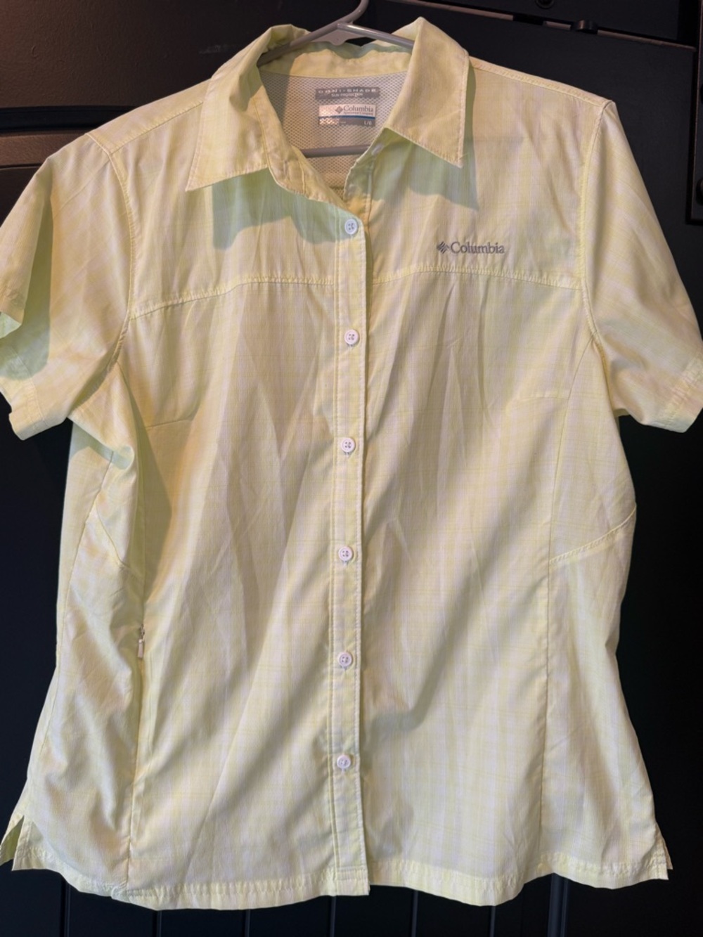 Columbia Omni-Shade Button Up Shirt | Sun Protection | Light Yellow | Women’s LG